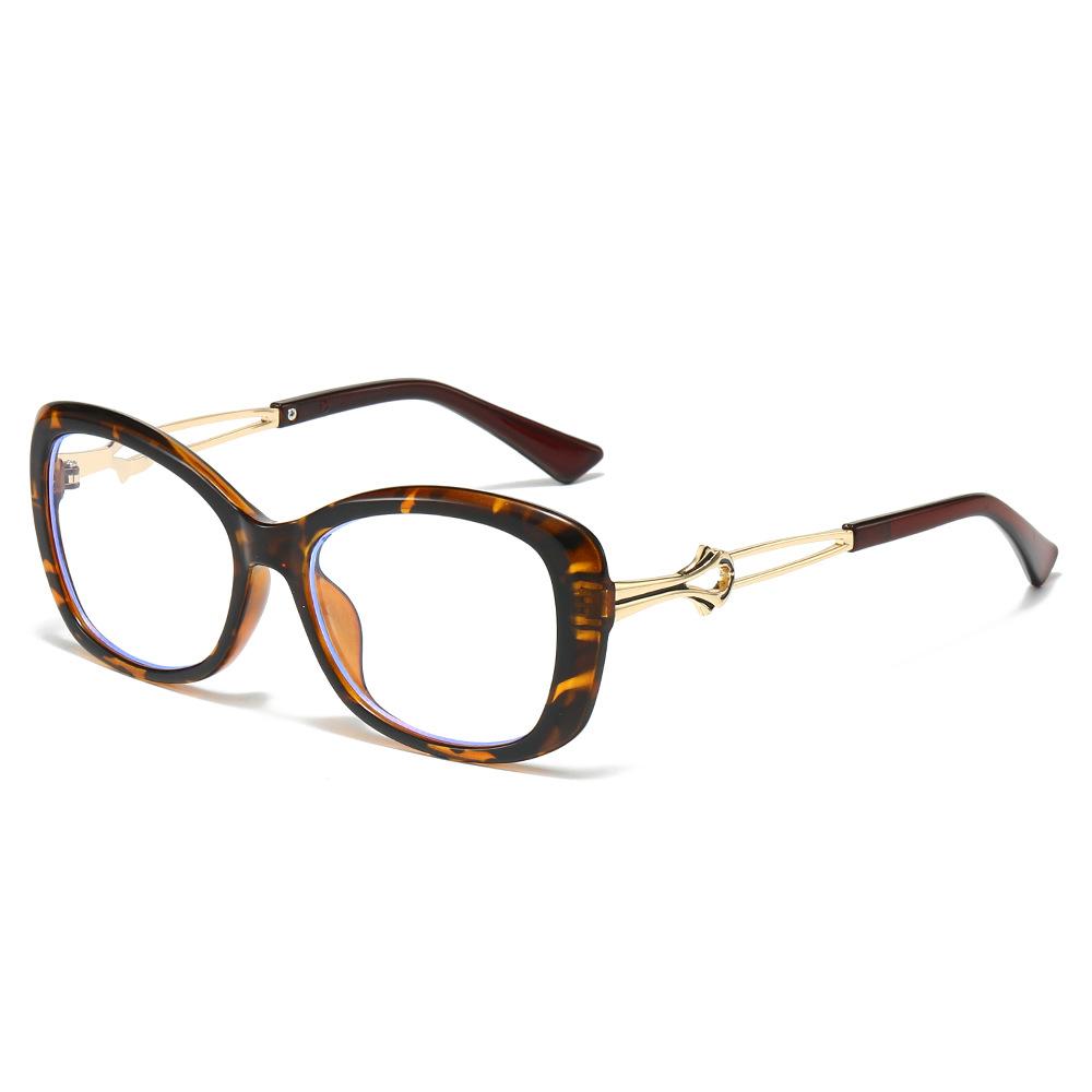 Retro Leopard Anti Blue Light Glasses Splicing Hollow Frame Design Prevent Mobile Phone Computer Radiation Unisex Glasses
