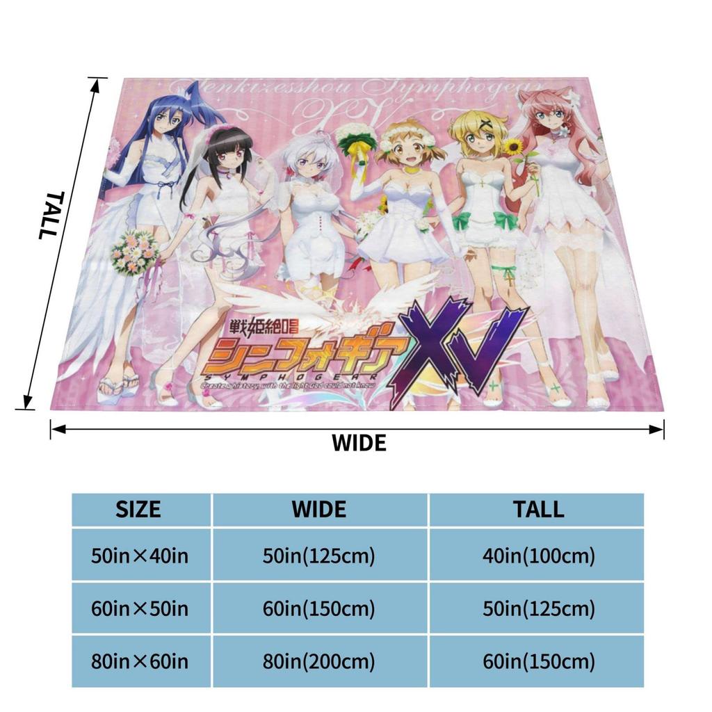 Senki Zesshou Symphogear Flannel Blanket, Soft and Stylish, All-Season, Washable, Cold Weather Protection, Cute, 200*150cm (80"x60")