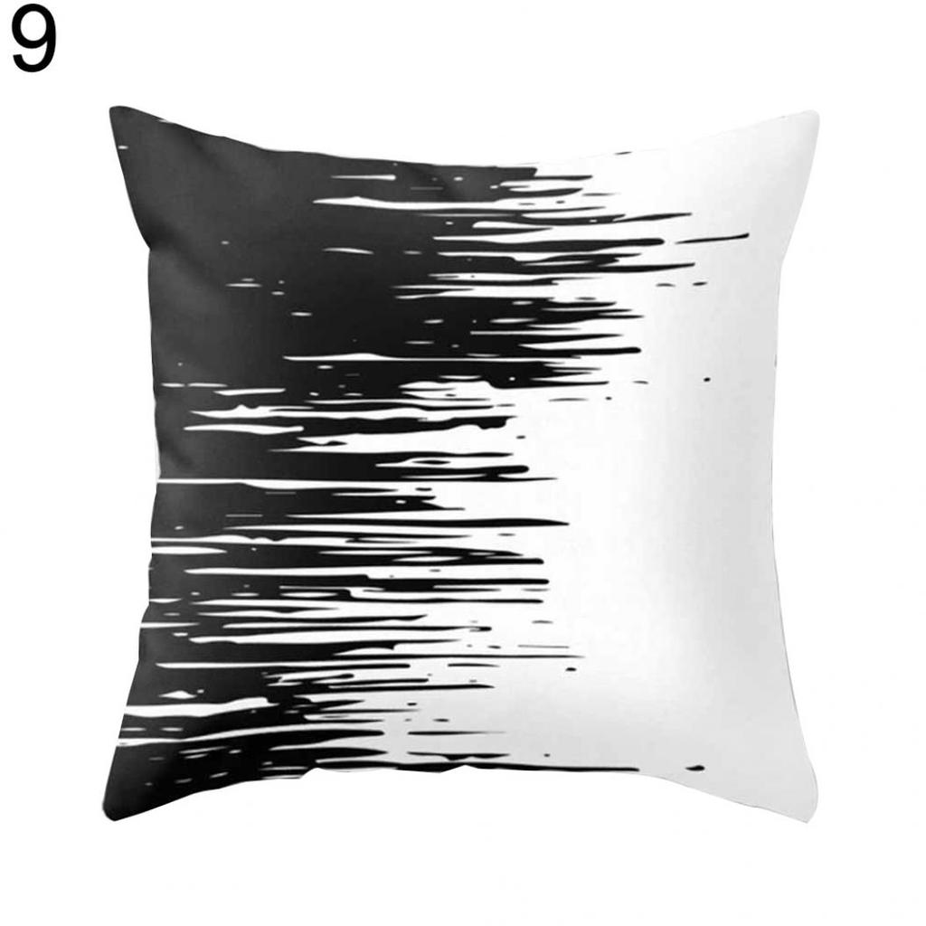 Modern Black and White Geometric Print Cushion Cover Sofa Decor Pillow Case