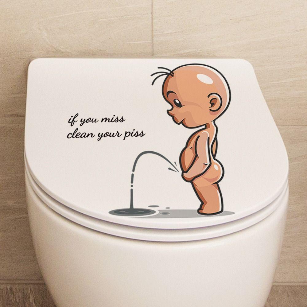 Self-adhesive Toilet Decals Easy to Scrub Bowl Lid Art Mural Children Pee Sticker  Children's Room