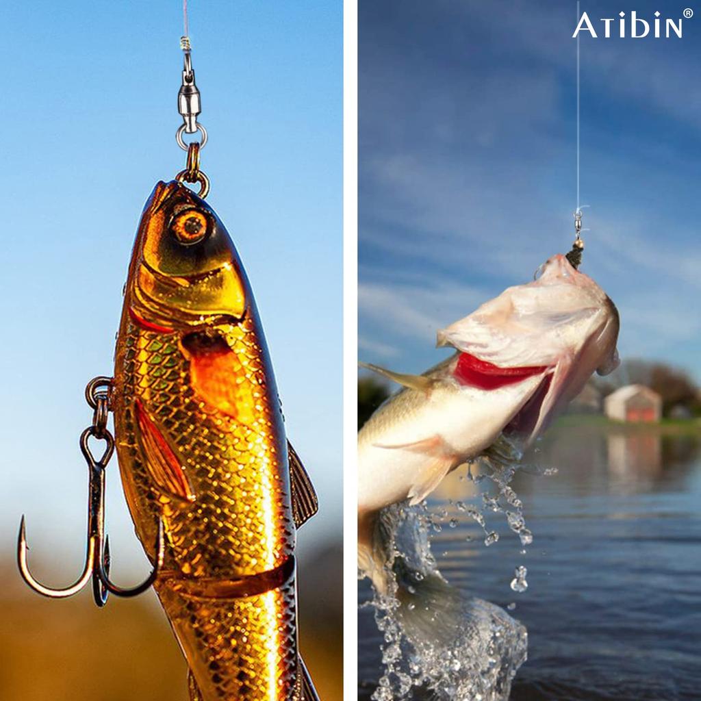 Atibin Jigging Stainless Steel Bearing Swivels for Snap Bluefish and Mountain Stream 80kg Swivels, 25-Piece Set, High-Strength Lures, Fishing,