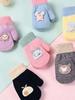 Lanyard Baby Gloves Infant Cartoon Knitted Warm Plus Velvet Thickened Winter Children's Cute Cartoon Gloves