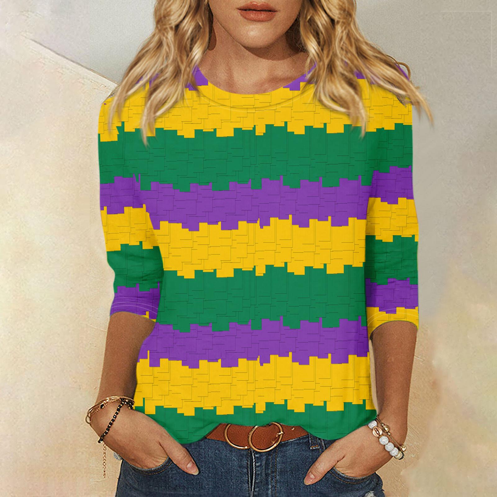 

Женская модная повседневная свободная футболка с круглым вырезом и рукавами 3/4 с принтом, женский топ XL жёлтый