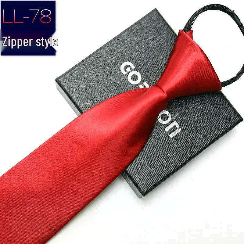 Men's No-Iron Zipper Striped Formal Tie with Logo, 8cm