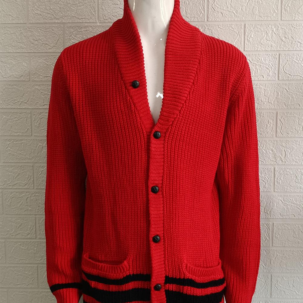 2024 Autumn Men's Casual Solid Color Half-High Collar Button Sweater