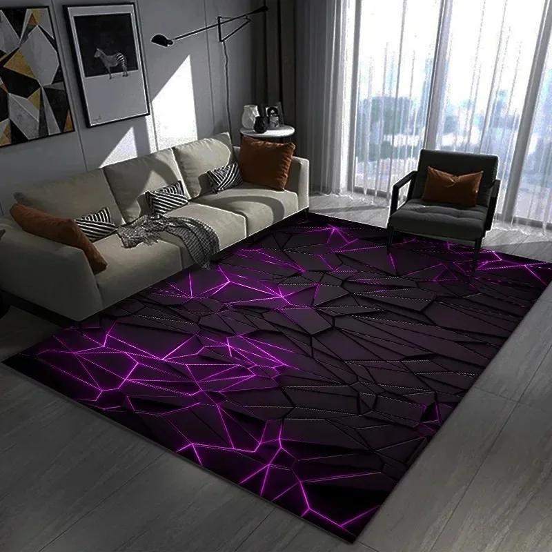 Eye-catching 3D Geometric Carpet Large Floor Mat for Bedroom and Gaming Room Modern Non-slip Rug for Trendy Home Decor Gift