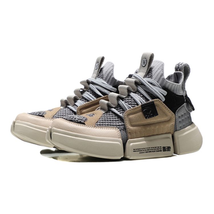Li Ning Childrens Paris Fashion Week Wudao 2 Ace Retro Mid-Top Basketball Shoes Kids Basketball Shoes Gray YKBN048-3