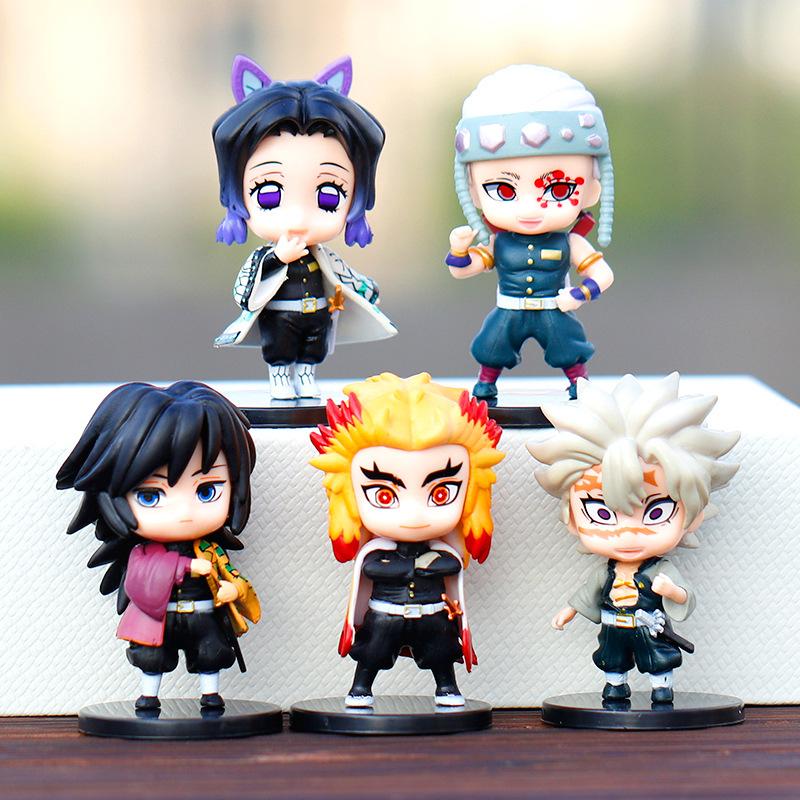 10pcs Demon Slayer Tanjiro Figure Anime Kimetsu No Yaiba Shinobu Statue Mitsuri Action Figurine Table Decoration Desk Toy Gift