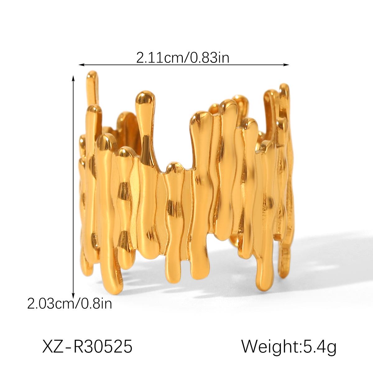 

18K Gold Stainless Steel Open Ring for Women, Non-Fading Irregular Titanium Steel Design, High-End Ins Style Jewelry.