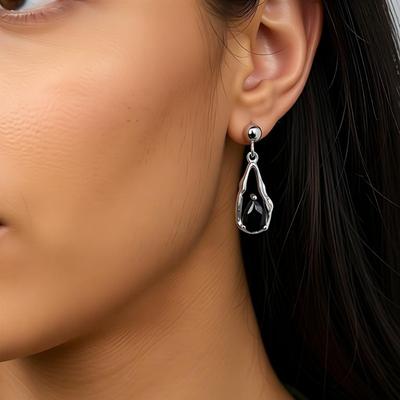 BLACKA AWN Earrings Trendy Black Stud Earrings for Women Female Bijoux