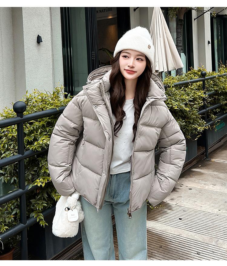 Dámská krátká větruodolná zateplená zimní bunda s kapucí a raglánovými rukávy