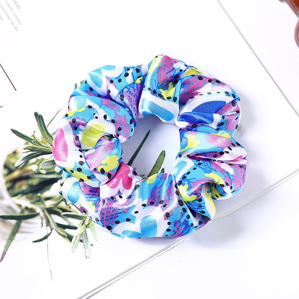New Satin Printed Flower Floral Scrunchie Women Girls Elastic Hair Rubber Bands Accessories Tie Hair Ring Rope Holder Headdress