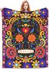 GDEVIG Day of The Dead Plush Throw Blanket Lightweight Comfy Premium Flannel UltraSoft Skull Skeleton Blanket All Season Use