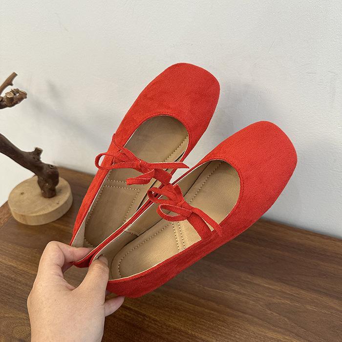 New Flat-bottomed Retro Bow Mary Jane Shoes Children's Shallow Mouth Ballet Single Shoes Grandma Shoes