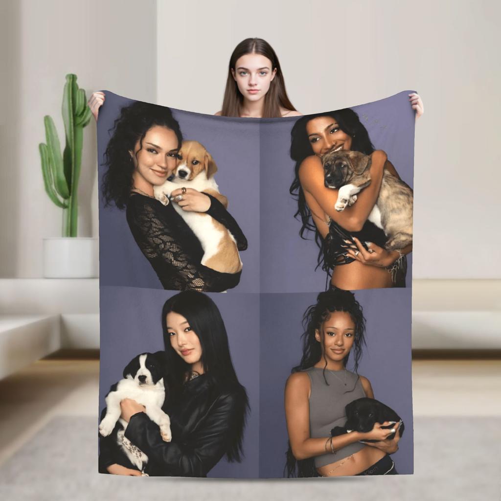 Katseye Kpop Flannel Blankets Winter Soft Durable Bedding Throws for Children Outdoor Graphic Bedspread Sofa Bed Cover