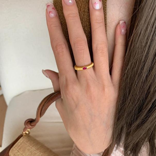 Elegant Vintage Style Gold Color Geometric Copper Adjustable Ring For Women Fashion