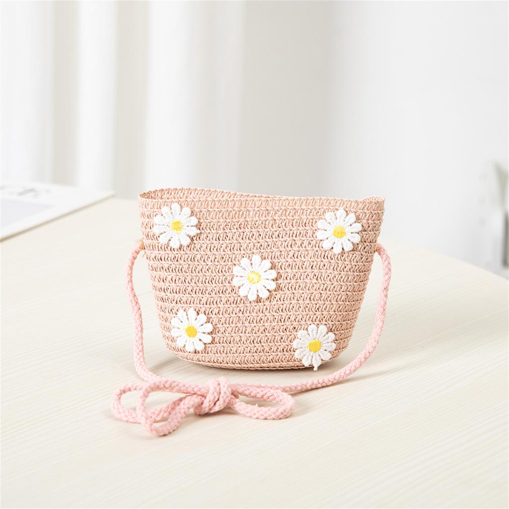 Solhatt för barn Flickor Sommar Ny Halmväska Keps Set Baby Resa Solskydd Strandhattar Sol Fiskarhatt