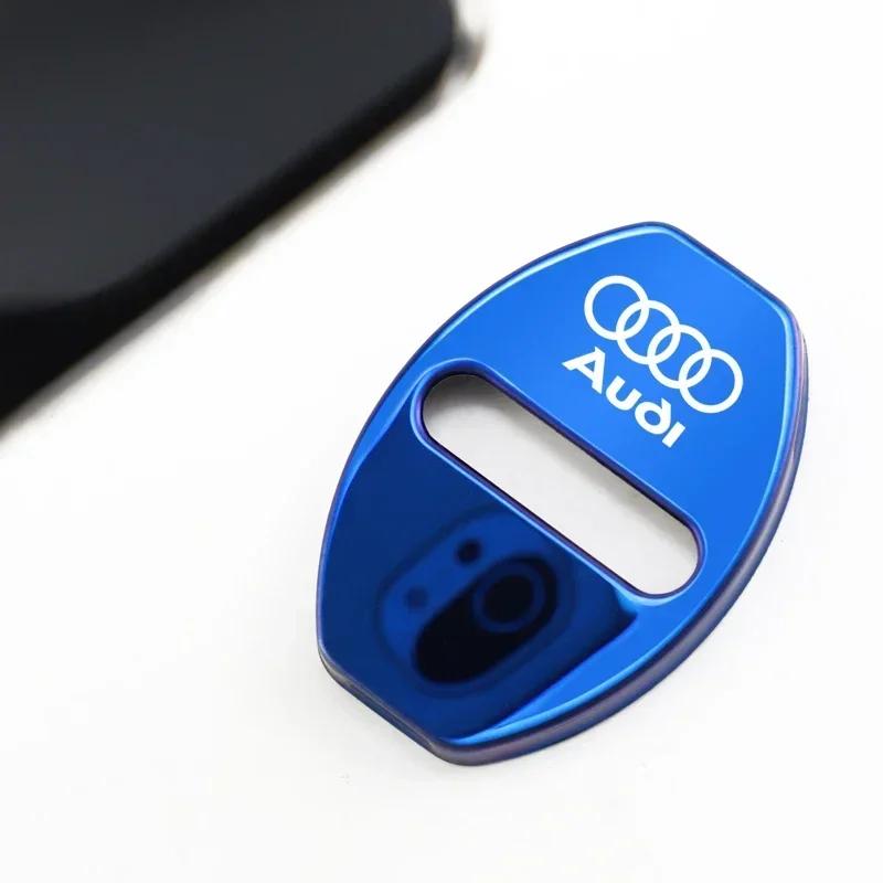 4PCS Car Door Lock Cover Stainless Steel Protection Accessories For Audi A1 A3 A4 A5 A6 A7 A8 B8 B9 B6 C6 Q2 Q3 Q