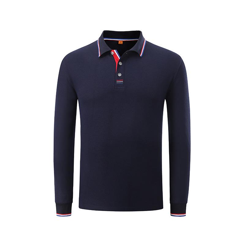 

Рубашка ПОЛО Мужская и женская рабочая одежда Футболка с длинными рукавами Однотонная хлопковая футболка с лацканами Однотонная футболка весна и осень 4XL темно-синий