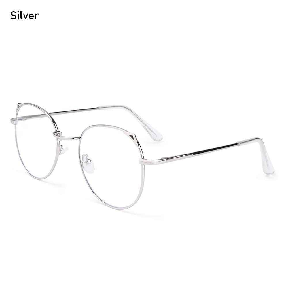 Trendy Office Anti Blue Light Glasses for Women Cute Cat Ears Eyewear Blue Rays Blocking Eyewear Classic Metal Frame Eyeglasses
