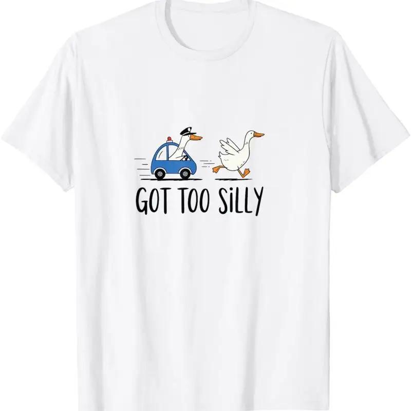 Goose Got Too Silly Police Chase Funny Animal Graphic Tee Breathable Cotton TShirt S
