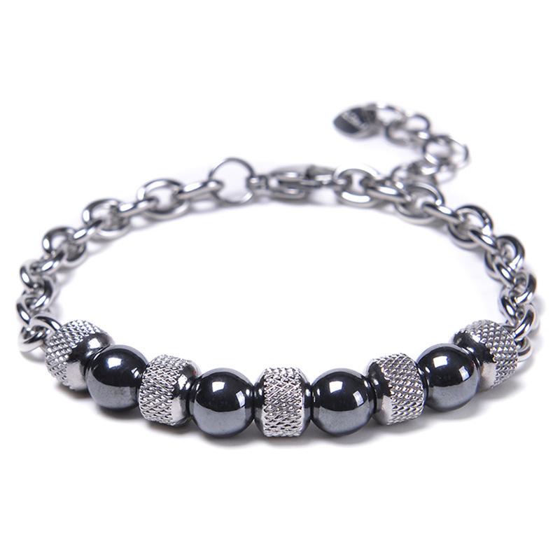 Noter Men Bracelet Stainless Steel Adjustable Chain Link Braslet Natural Tiger Eyes Lava Rock Stone Braclet Gifts For Boyfriend
