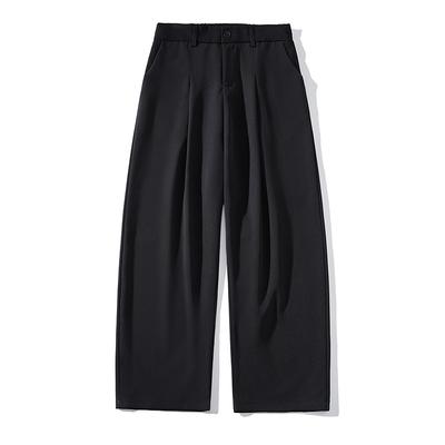 Calças de Silhueta High Street Masculinas Hip-hop Casuais Outono-deslizantes no Chão Calças de Perna Larga