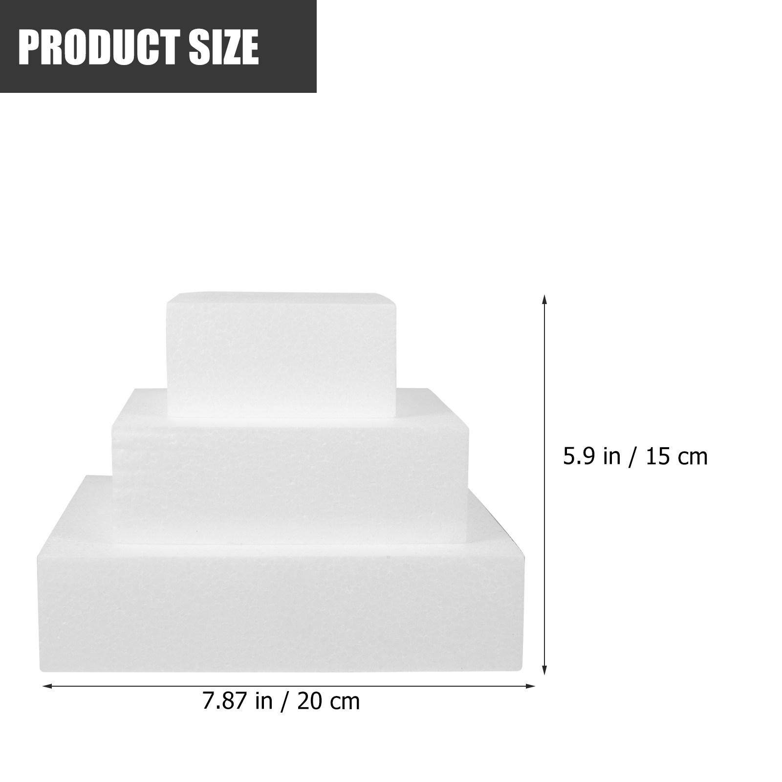 

4Pcs White Foam Cubic Cake Dummies Cake Decorating Practice Wedding Party Display DIY Baking Supplies Baking Tools