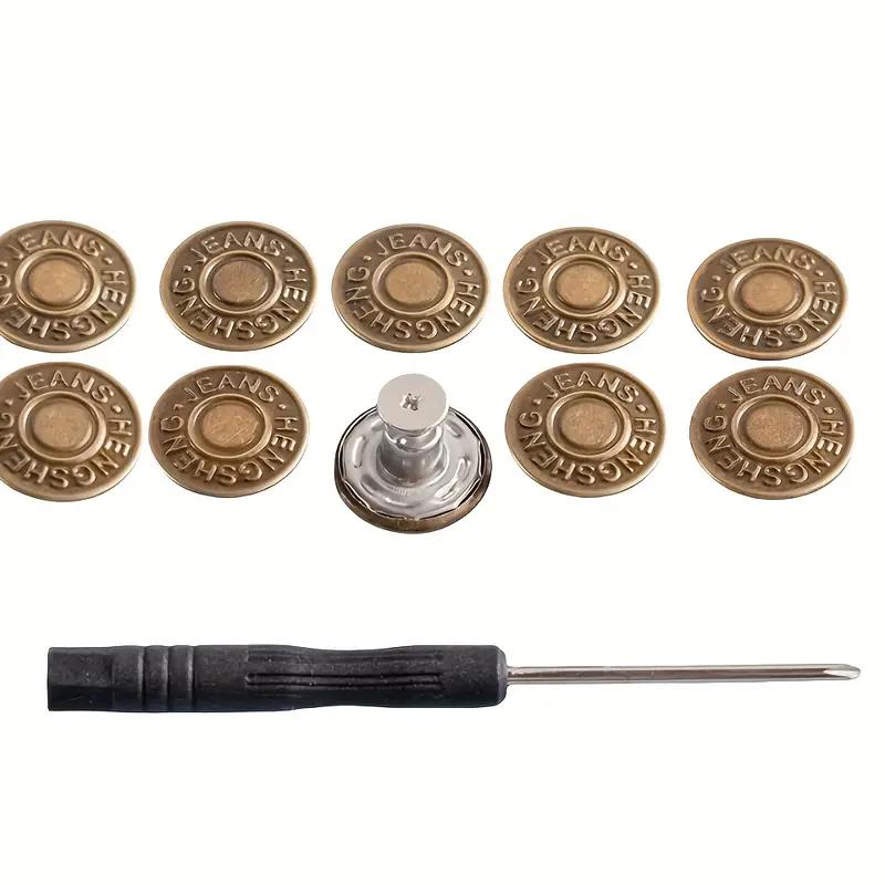 

10PCS Bronze Adjustable No-Sew Buttons Durable Metal Snap Fasteners for Denim Jeans Pants Repair Accessories