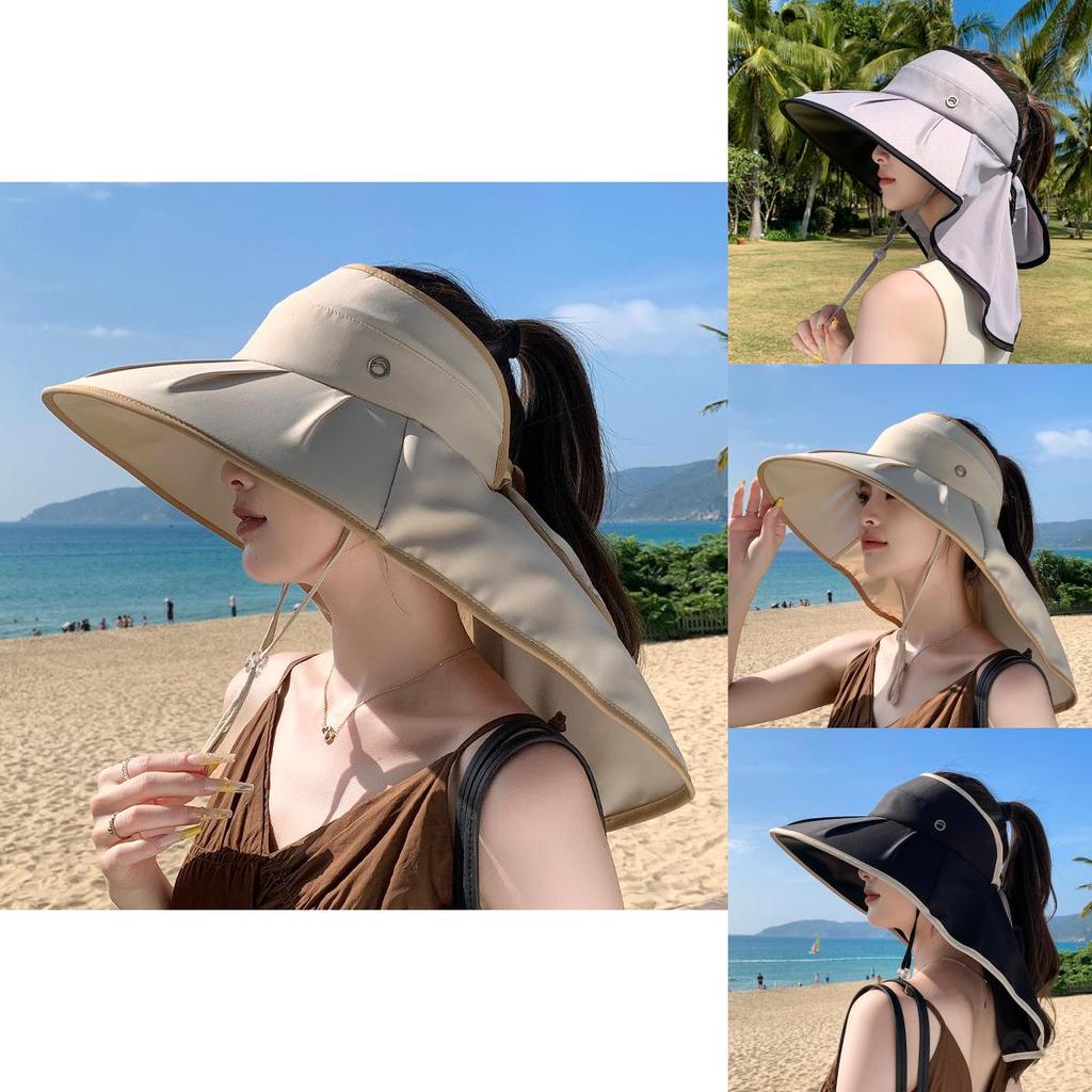 Outdoor Sun Protection Hat With Wide Brim And Neck Cover For Summer Beach Casual Wear