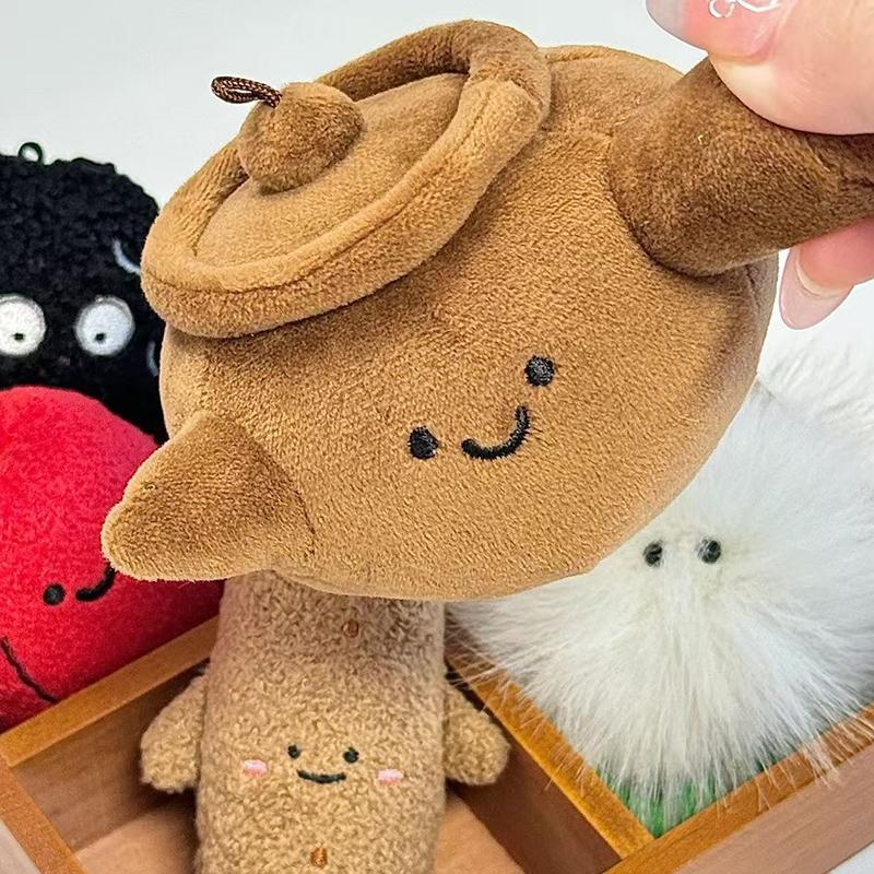 Cute Medicinal Herb Plush Doll Pendant Cartoon Medicine Pot And Herbs Keychain Toy  Bag Decoration Accessories Gift