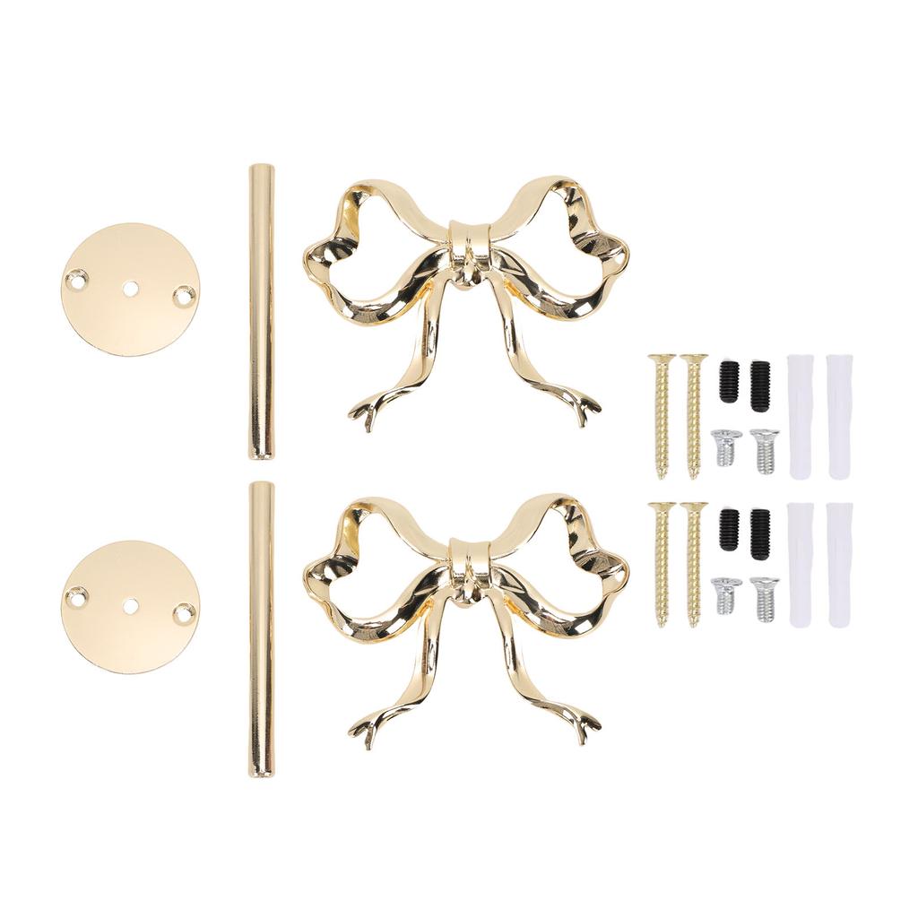 Bow Curtain Tiebacks Metal Wall Mounted Modern Decorative Bow Curtain Holdbacks for Living Room Bedroom Gold 2PCS