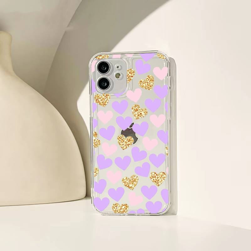 Loving Heart Ripple Phone Case For Iphone 11 12 13 14 Pro Max 7 8 Plus X Xr Xs Max Se 2020 Mini Transparent Case
