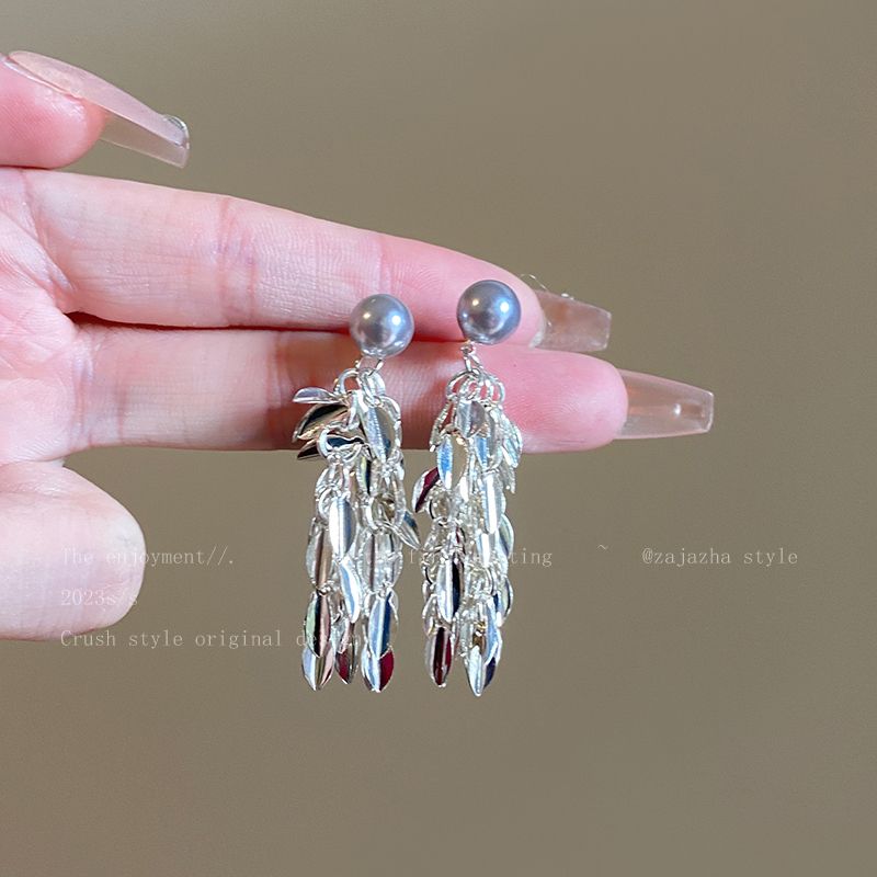 

Maillard Tigereye Tassel Earrings for Women 2025 New Arrival Best Selling Earrings Retro Affordable Luxury Fancy Ear Studs Earrings Wheat Gray Pearl tassel stud earrings