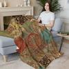 Vintage Patchwork Art Throw Small Coverlet Nap Blanket Chinese Pattern Patchwork Floral Exudes Elegance Skin-Friendly and Warm