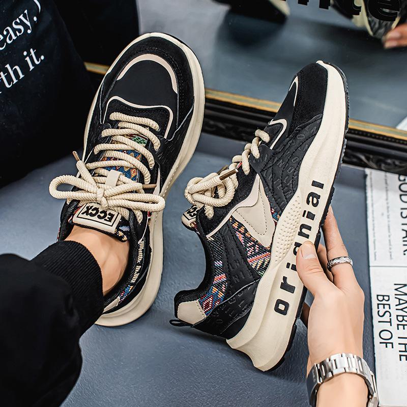 Platform Dad Shoes Men's Shoes Retro Casual Sports Shoes Spring New Splicing Trend Heightened Adolescent Men's Shoes