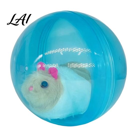 Moving Ball Toy Self-Rolling Interactive Cat Toy Automatic Rolling with Plush Hamster Battery Operated Pet Rabbit Inside Electric Simulation Animal