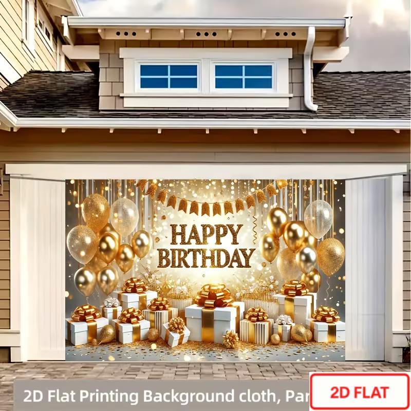 2D Flat Printing Gold Glitter Happy Birthday Party Photo Booth Background Cloth