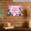 2D Flat, 1pc "Happy Mother's Day" Tulip & Daisy Floral Plaque, 12"×8" - Pink & Purple Flower Decor Sign - Aluminium Wall Hanging Decoration, Sweet