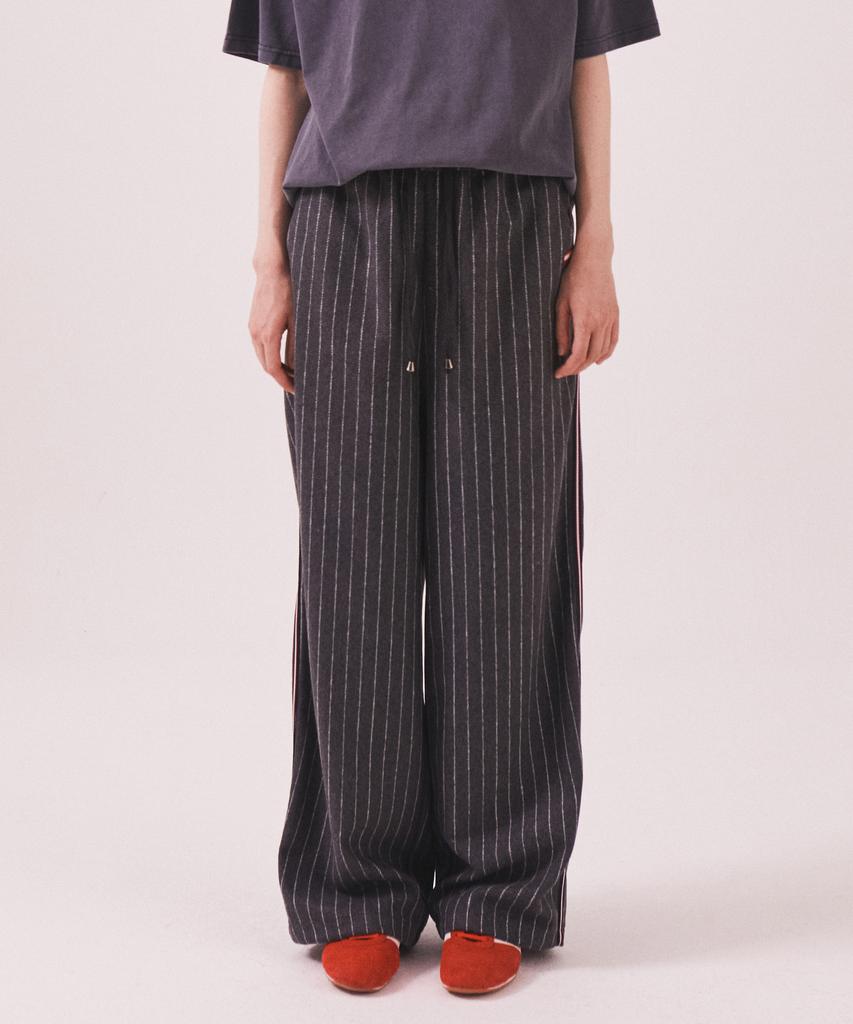 Minasu Mns Pinstripe Wide Brushed Pants_Gray