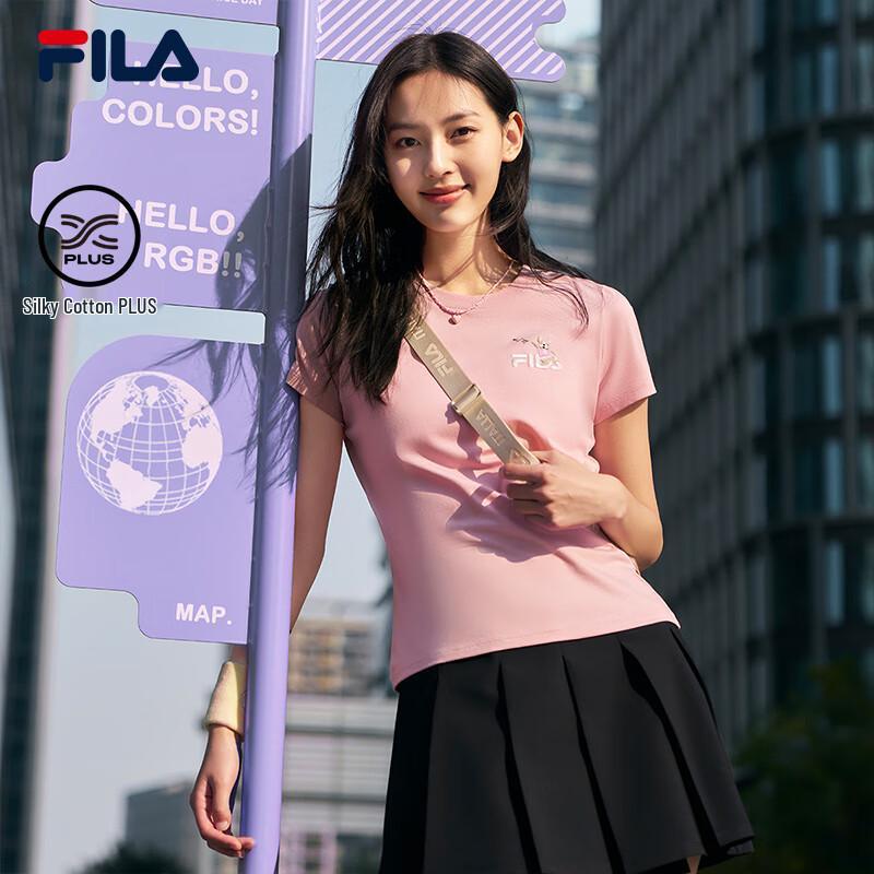 Женская вязаная футболка FILA с вышитым логотипом M розовый