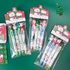 8 Pcs(2 Sets) Cartoon Christmas Ballpoint Pen Santa Colored Handbook Press Pen Student Christmas Gifts Stationery Prizes