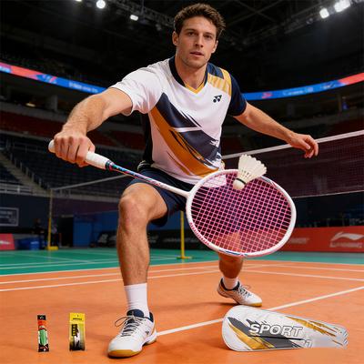 Rachetă de badminton 21 LBS fibră de carbon bărbat femeie adult elasticitate înaltă durabilă rachetă principală de atac apărare Nivel competiție