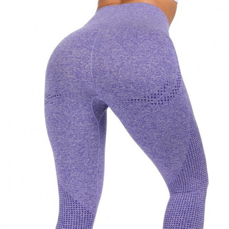 Seamless High-Waisted 9/10 Length Leggings With Jacquard Dot Women Butt Lifting Tummy Control