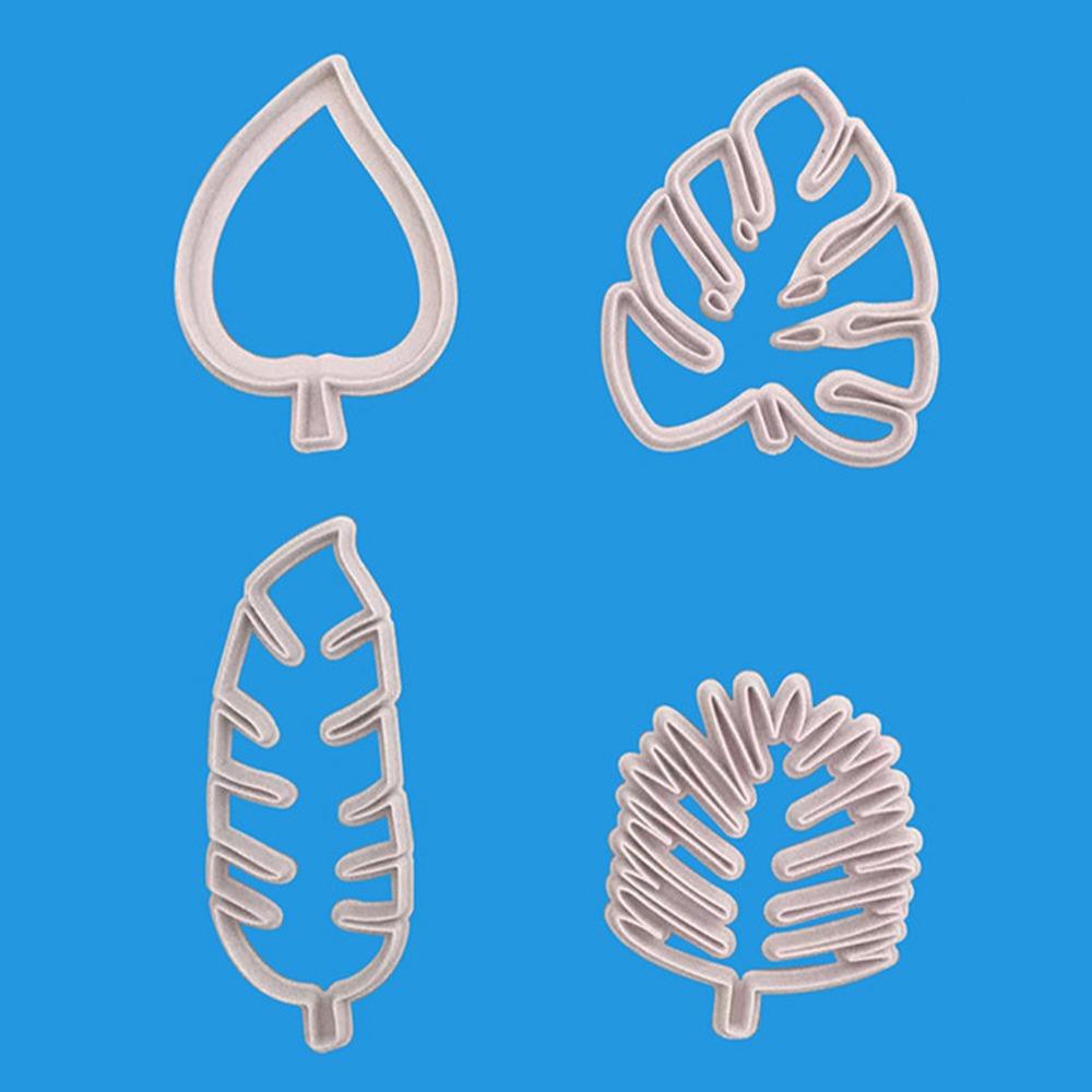 4PCS Non-Stick Cookie Cutters Leaf Cutting Mold Compact Fondant Cutters Cake Decorating