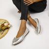 Pointed Single Shoes Women's New Autumn Shallow Mouth Rhinestone Flat Bottom Ladyshoes Soft Sole Women's Shoes One