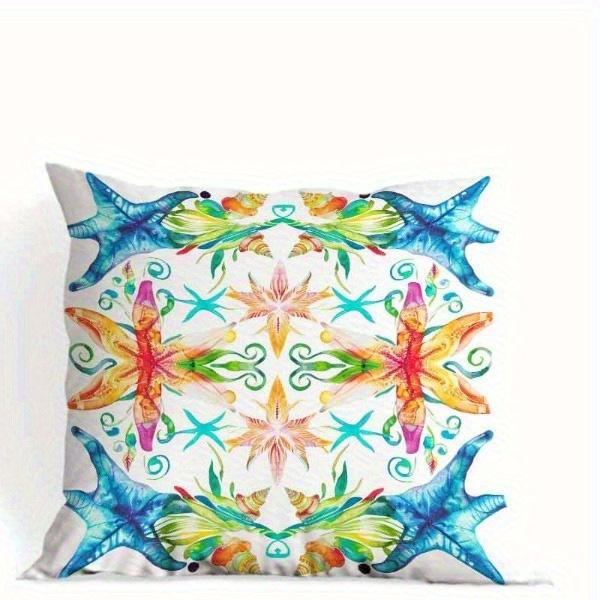 Home Decor Colorful Seastar & Shells Patterned Pillowcase Pattern Cushion Cover Suitable for Sofa Bedroom Car Pillow Cover