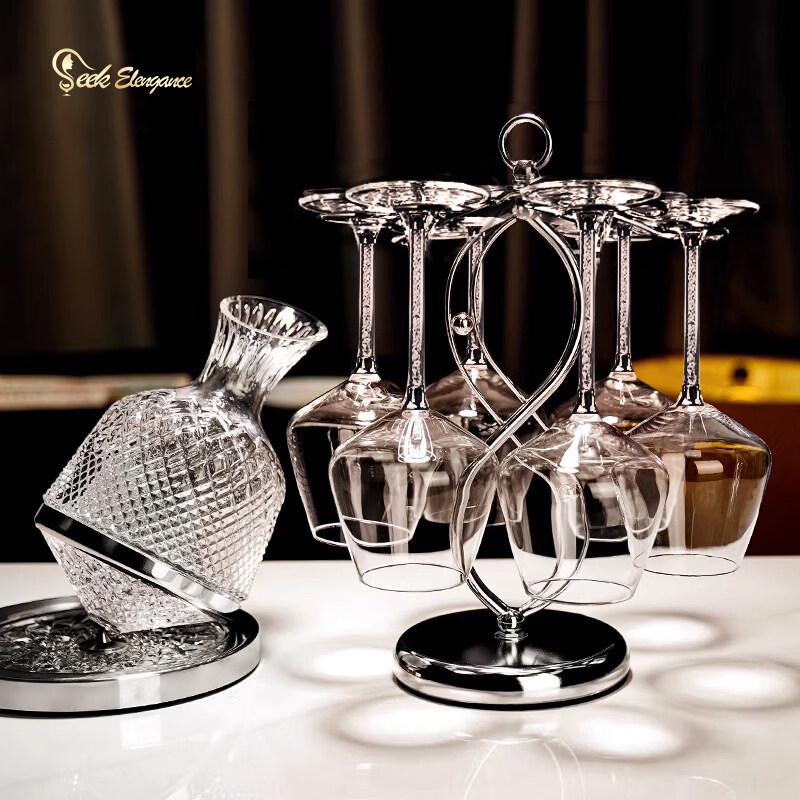 ZISIZ European Luxury Crystal Burgundy Wine Glass Set with Decanter