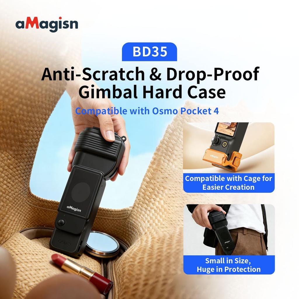 aMagisn Protective Case for DJI Osmo Pocket 4,Lightweight & Portable, 180° Flip Cover, Compatible with Expansion Frame