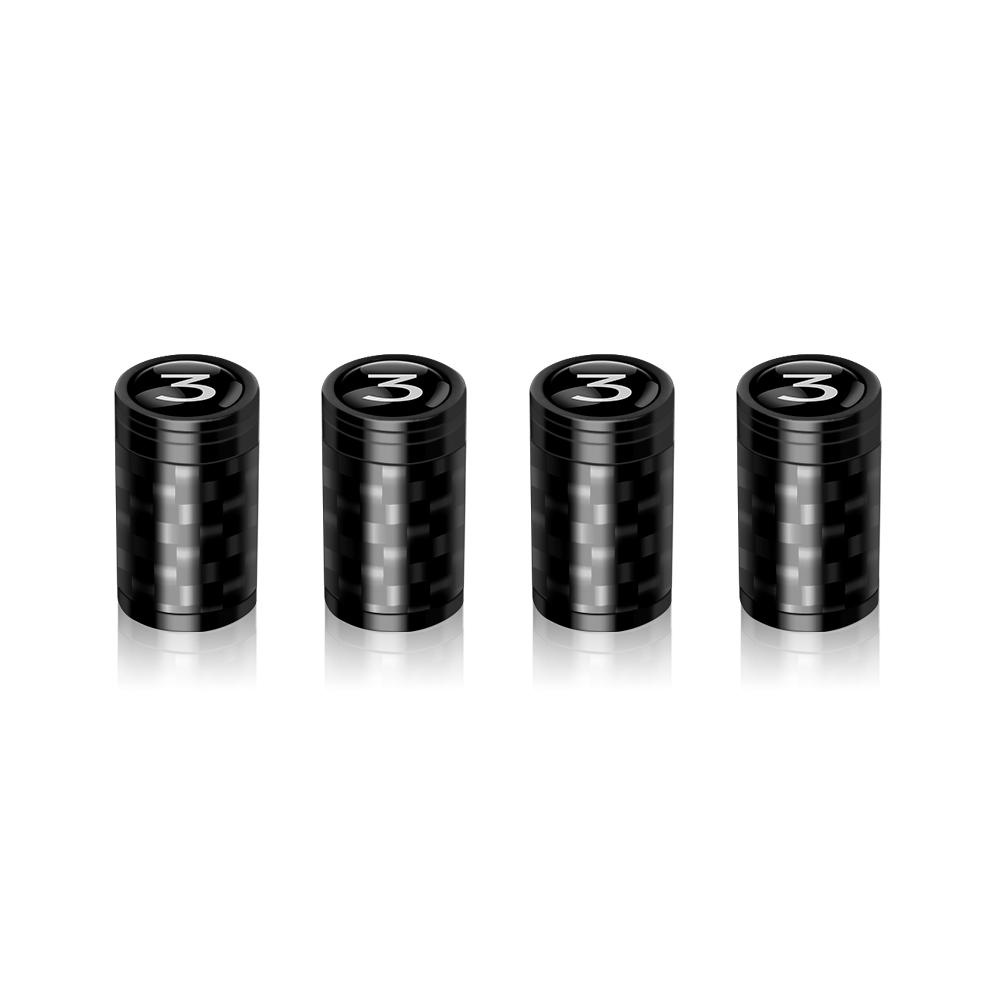 1Set Aluminum Carbon Fiber Styling Anti-theft Auto Tire Valve Caps Wheel Tires Stem Airtight Covers For Tesla Model 3 Y X Z LOGO